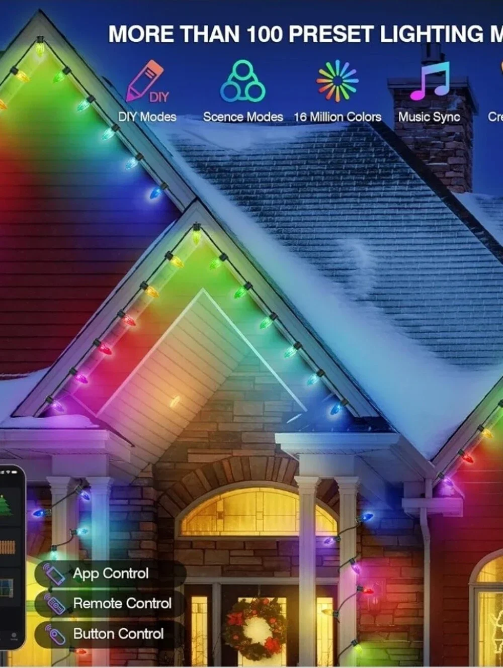 Strawberry Outdoor Christmas String Lights - Multicolor - Smart App Control, NEW
